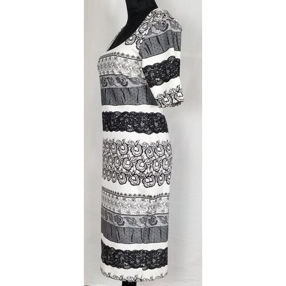 NWT - Kardashian Kollection Dress size L Bodycon Tattoo Style Vegas Black White - Picture 8 of 15
